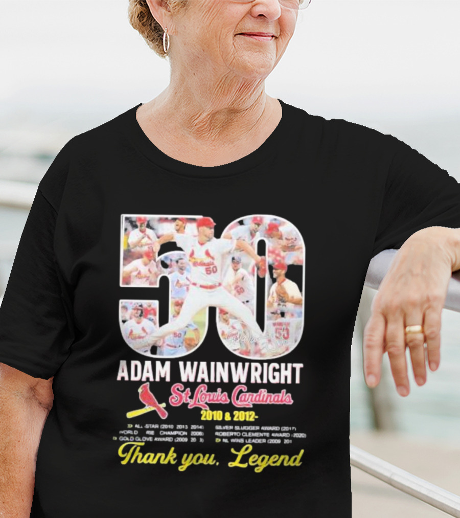 Adam Wainwright St Louis Cardinals 2010 2012 50 Thank You Legend T-Shirt
