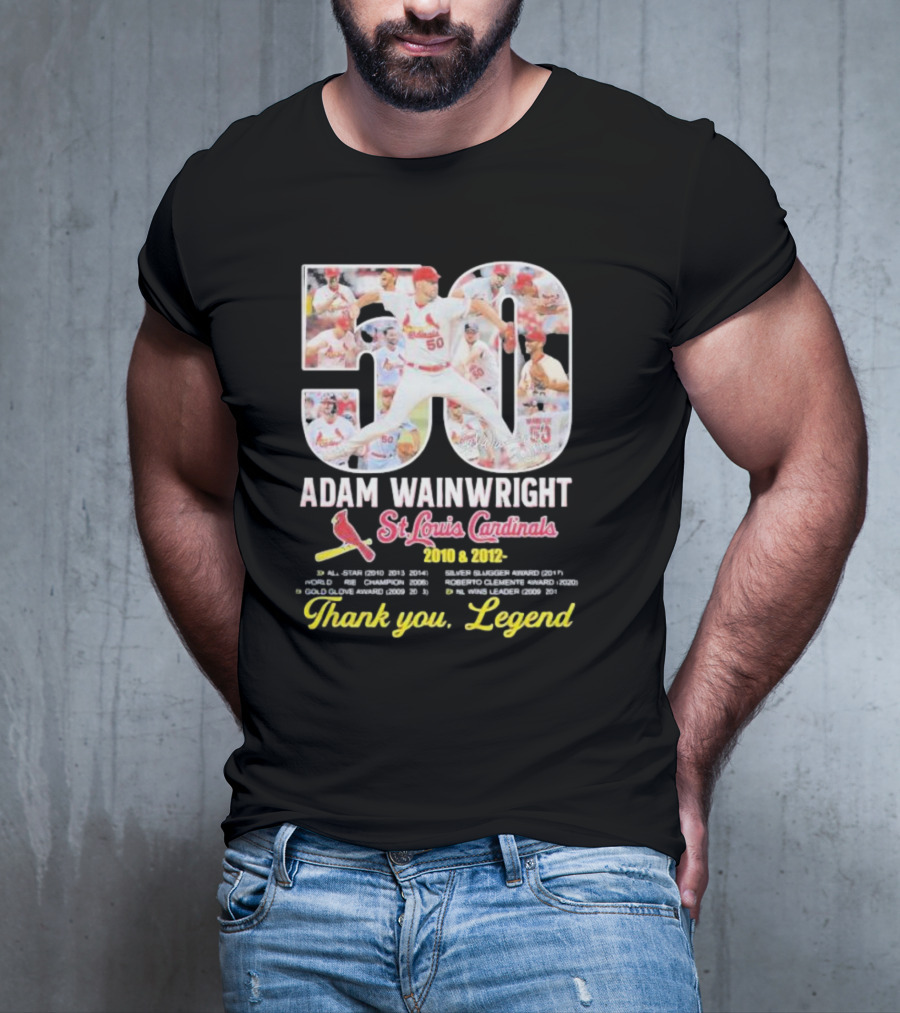 Adam Wainwright St Louis Cardinals 2010 2012 50 Thank You Legend T-Shirt
