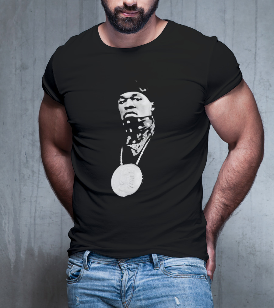 Drake Ibashar Bandana Portrait With Large Medal Necklace T-Shirt