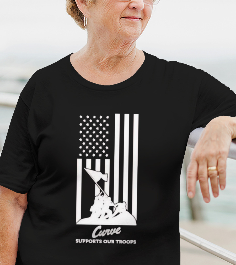 Curve Supports Our Troops Flag Raising T-Shirt