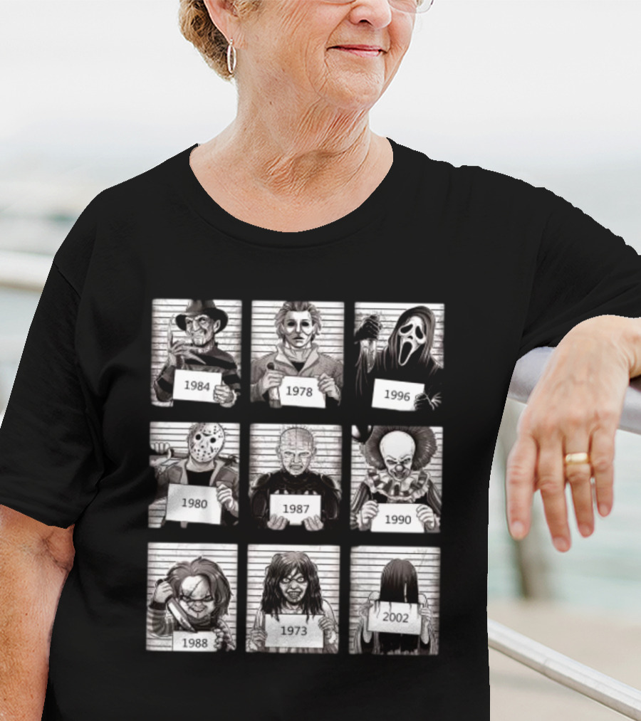 Halloween Horror Legends Killer Shots Freddy Jason Michael Pinhead Pennywise Chucky Samara Ghostface Creepy Fan T-Shirt