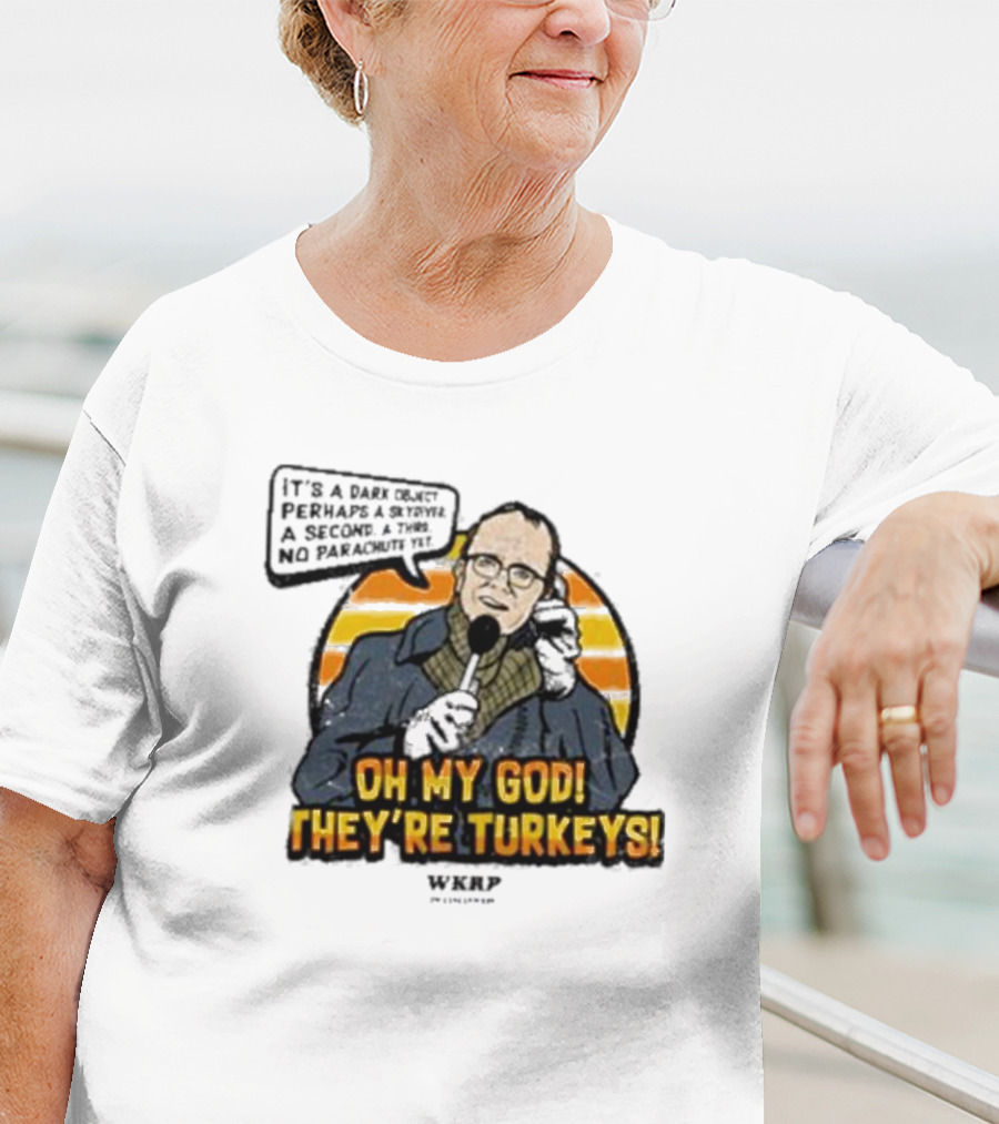 WKRP Oh My God They’re Turkeys Dark Object Parachute T-Shirt