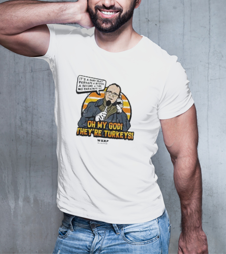 WKRP Oh My God They’re Turkeys Dark Object Parachute T-Shirt