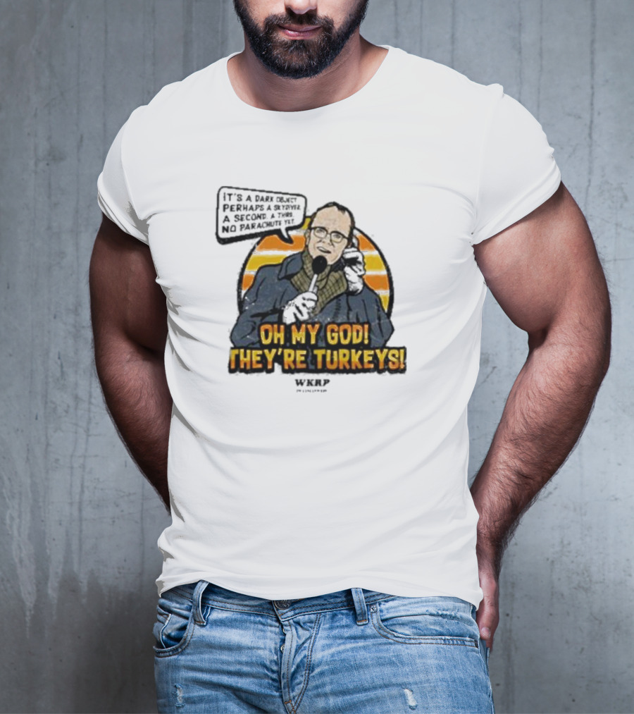 WKRP Oh My God They’re Turkeys Dark Object Parachute T-Shirt