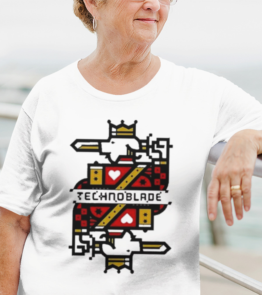 Technoblade Crowned Warrior Card Heart Sword T-Shirt