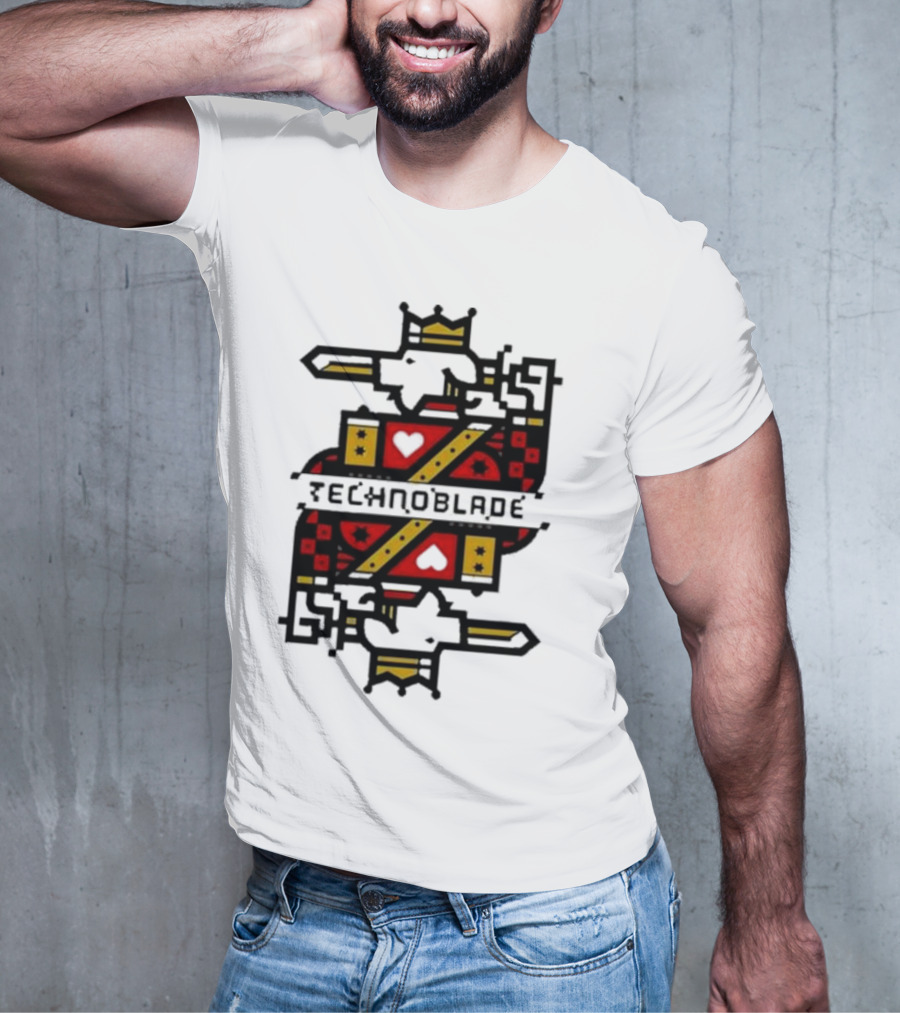 Technoblade Crowned Warrior Card Heart Sword T-Shirt