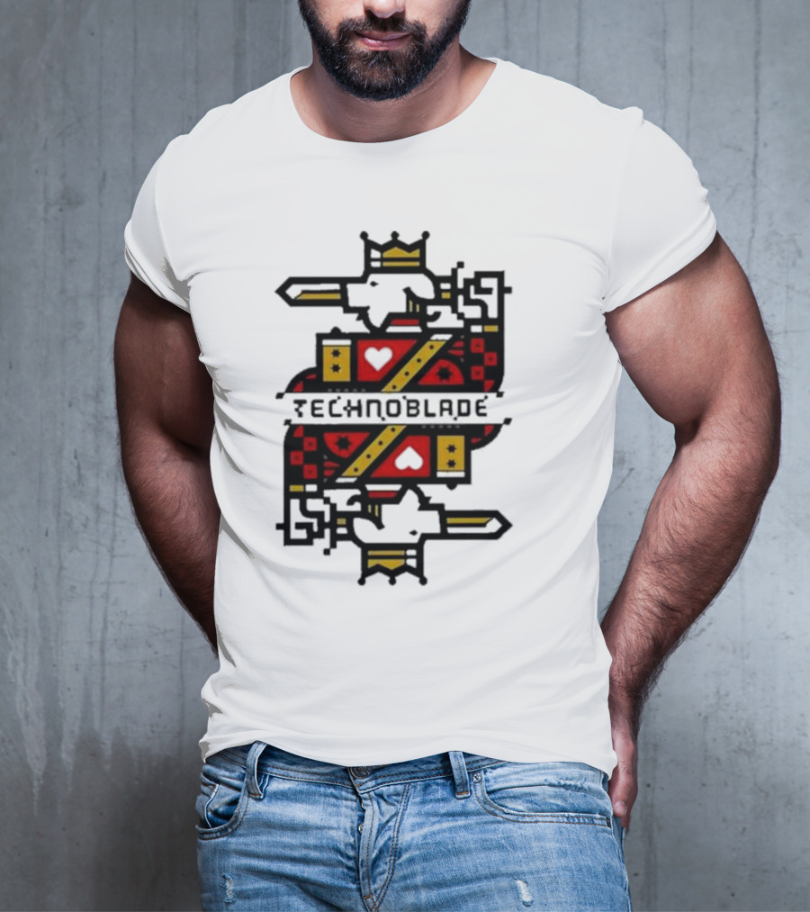 Technoblade Crowned Warrior Card Heart Sword T-Shirt