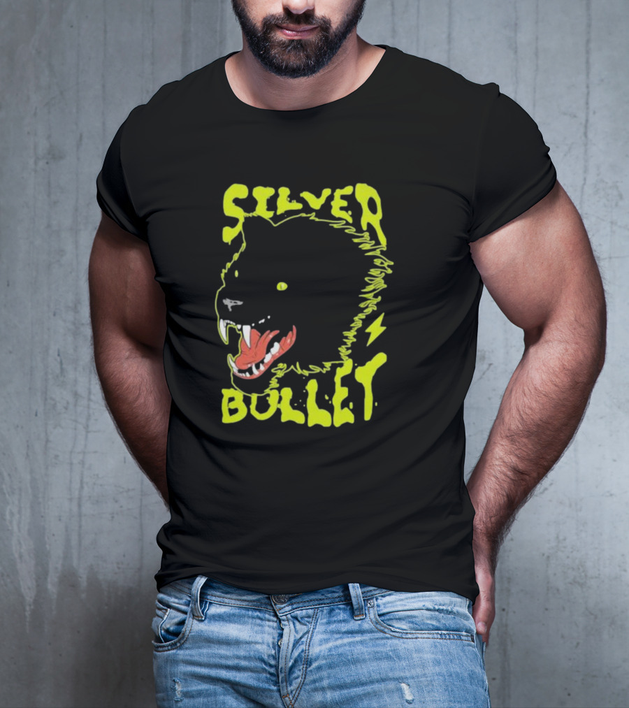 Silver Bullet Werewolf Face Neon T-Shirt