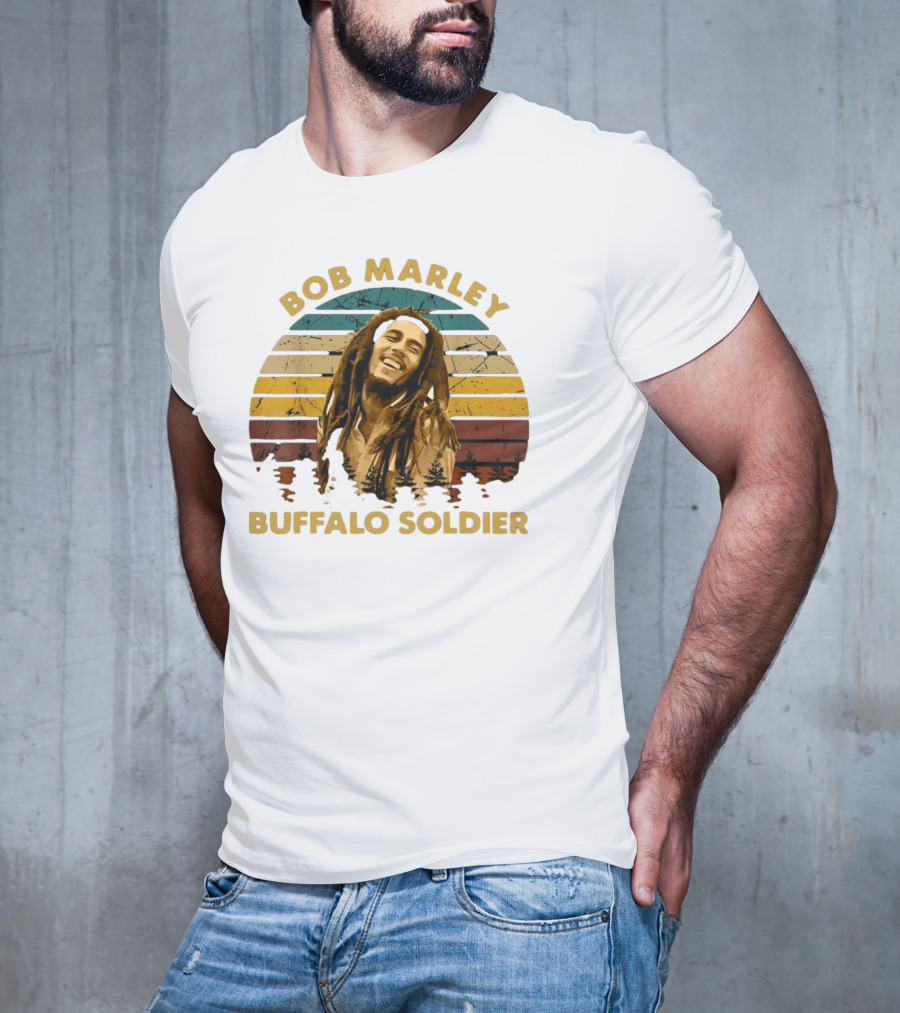Bob Marley Buffalo Soldier Vintage Retro Sunset T-Shirt