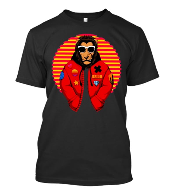 Captainsauce Merch Cool Lion Leo Jacket Retro Stripes T-Shirt