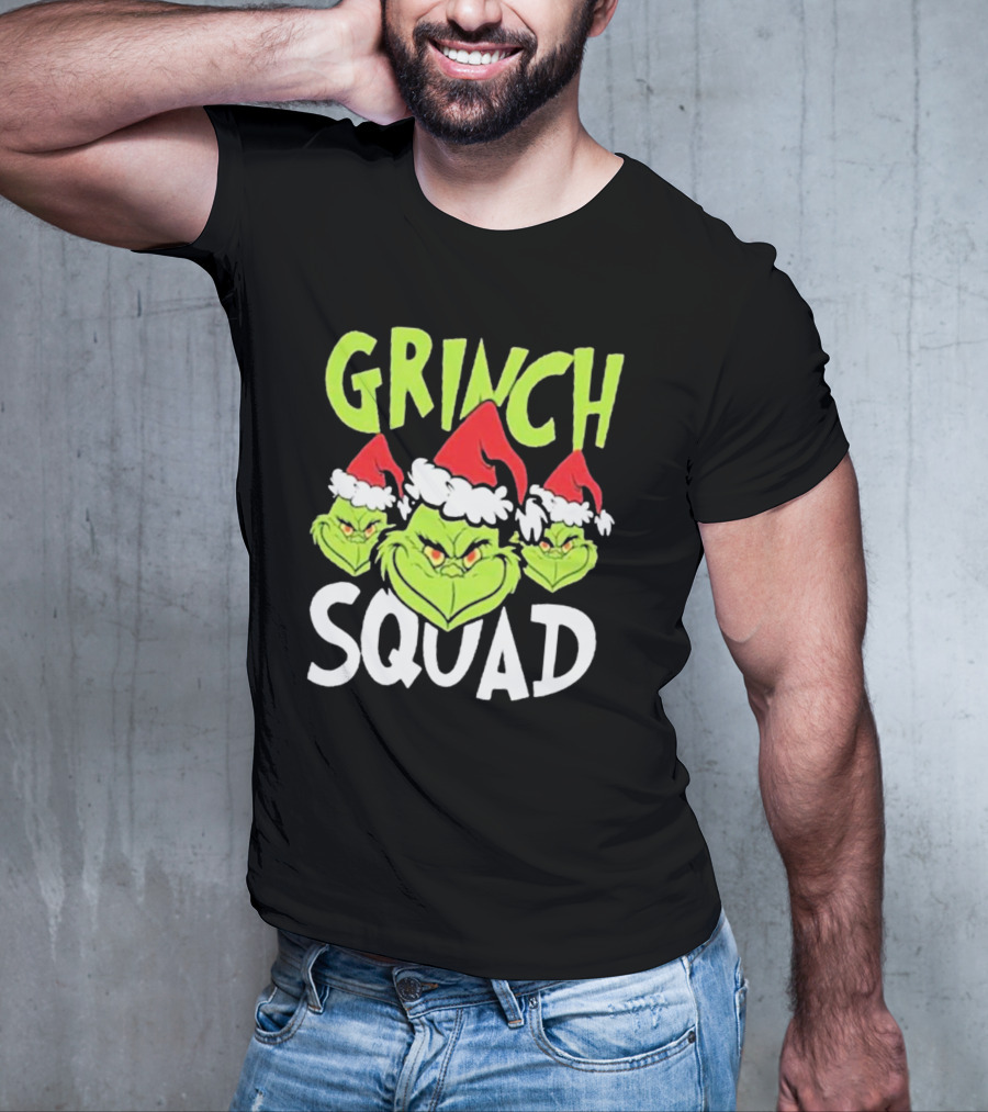 Grinch Squad Christmas Santa Hat Trio T-Shirt