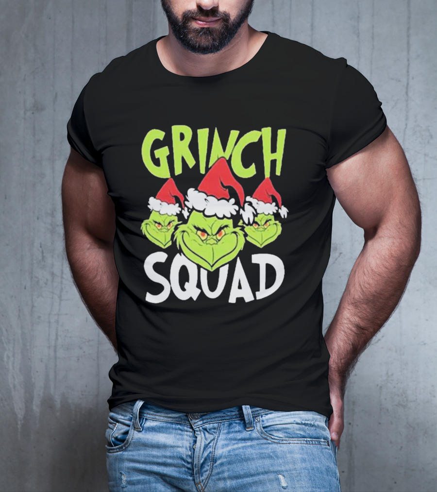 Grinch Squad Christmas Santa Hat Trio T-Shirt