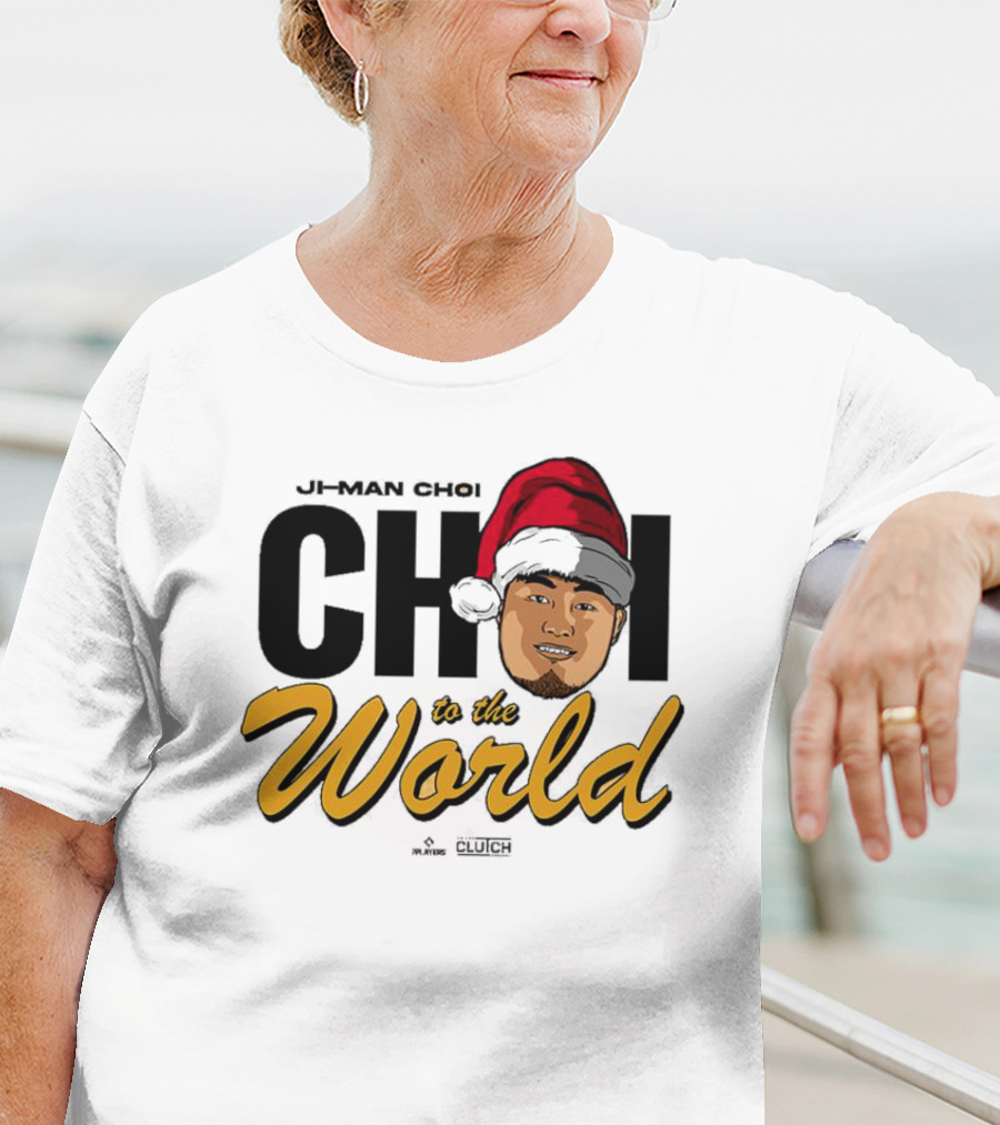 Ji-Man Choi Choi To The World Christmas Clutch Baseball Santa Hat T-Shirt