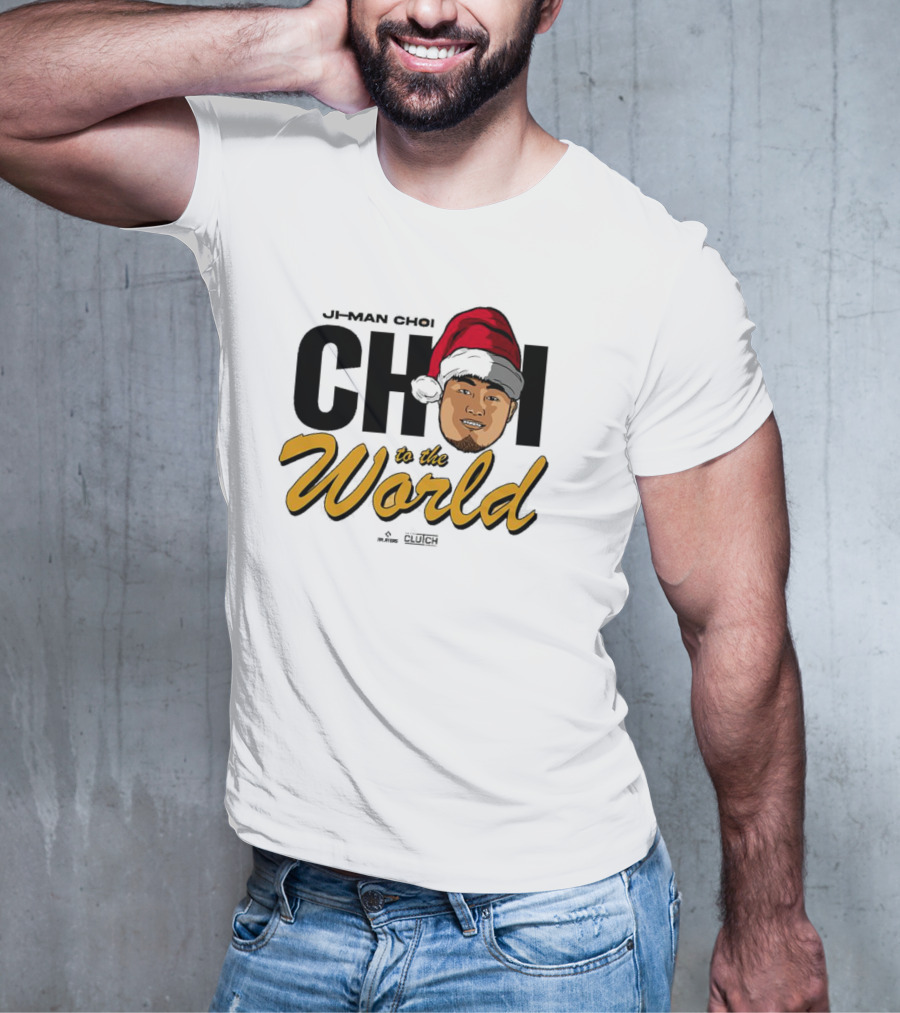 Ji-Man Choi Choi To The World Christmas Clutch Baseball Santa Hat T-Shirt