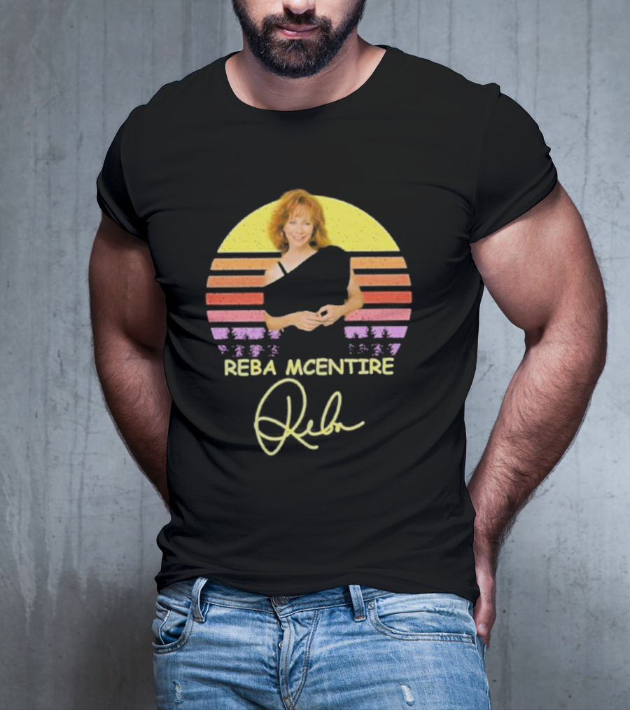Reba McEntire Vintage Smile Signature Retro Sunset Image T-Shirt
