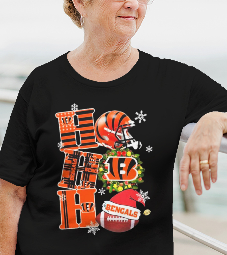 Cincinnati Bengals Ho Ho Ho Christmas Football Team T-Shirt