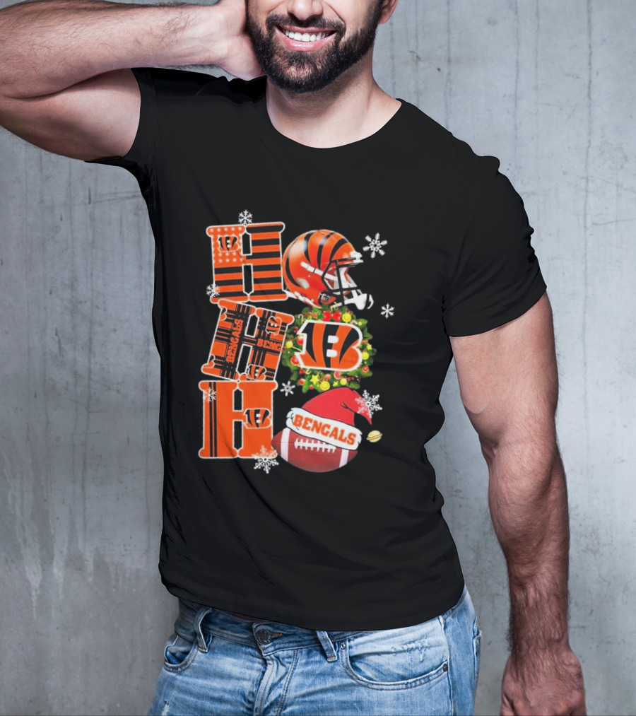 Cincinnati Bengals Ho Ho Ho Christmas Football Team T-Shirt