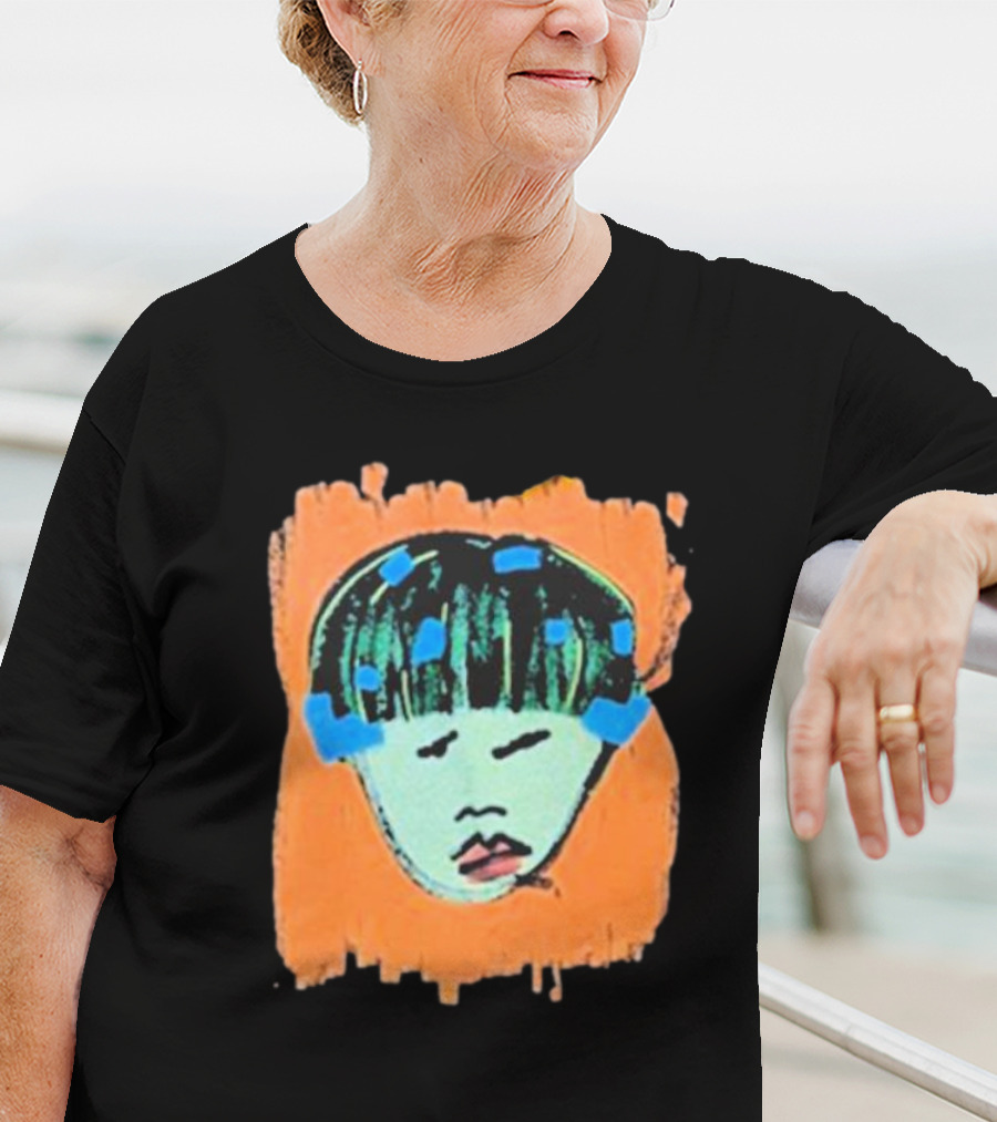 Ryan Harper Gray Iconic Abstract Portrait On Vibrant Orange Background T-Shirt