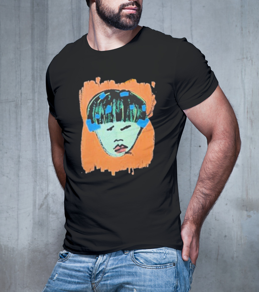 Ryan Harper Gray Iconic Abstract Portrait On Vibrant Orange Background T-Shirt