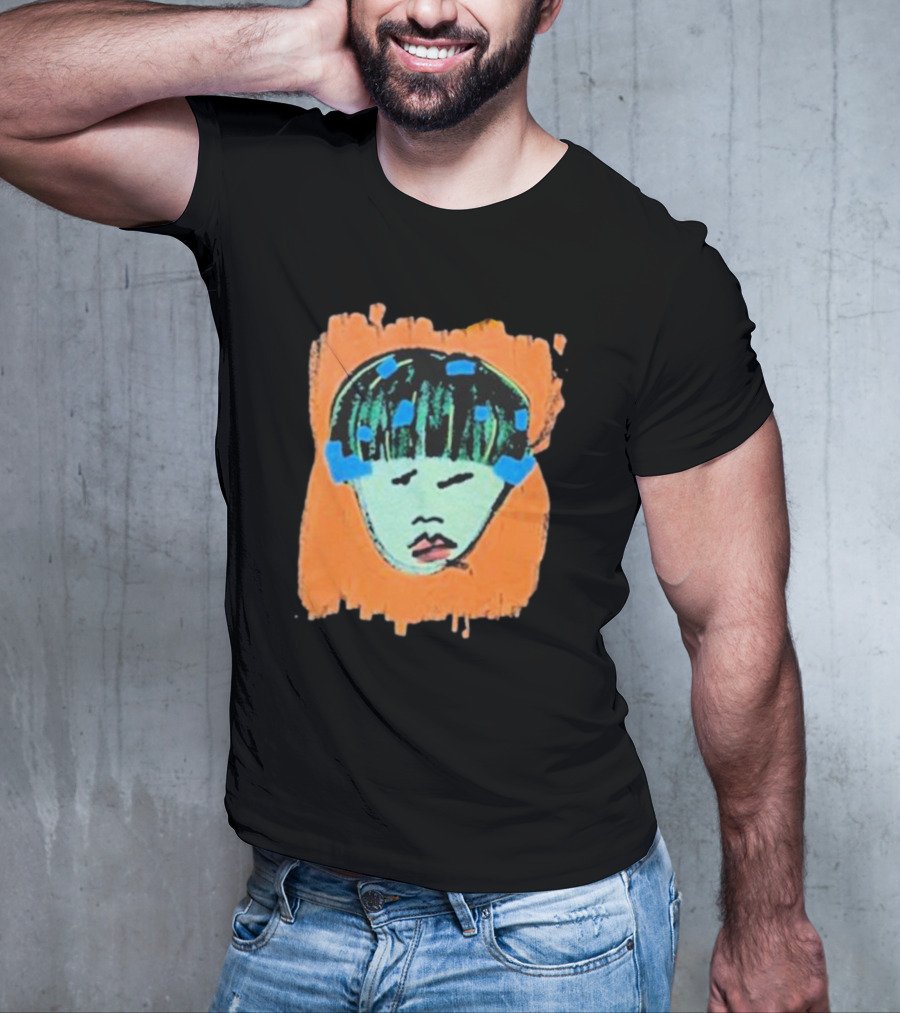 Ryan Harper Gray Iconic Abstract Portrait On Vibrant Orange Background T-Shirt