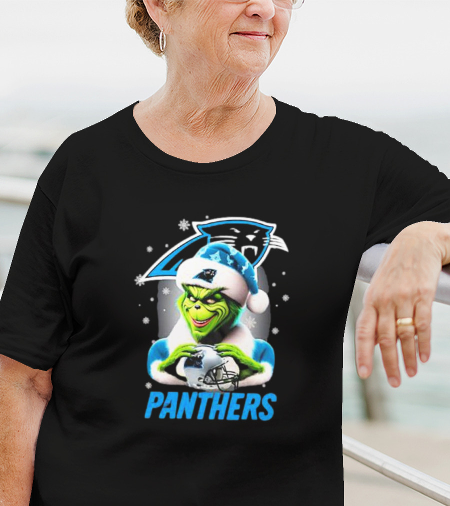 Santa Grinch Carolina Panthers Merry Christmas T-Shirt
