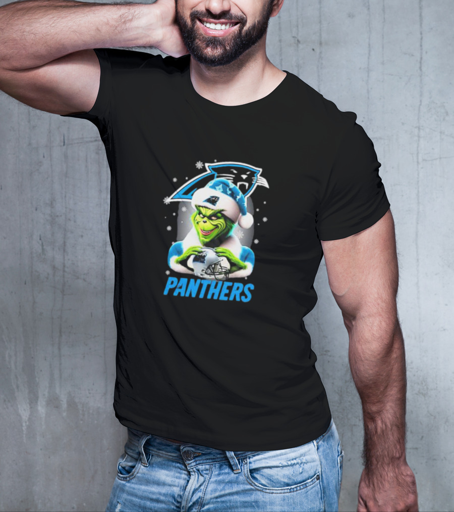 Santa Grinch Carolina Panthers Merry Christmas T-Shirt