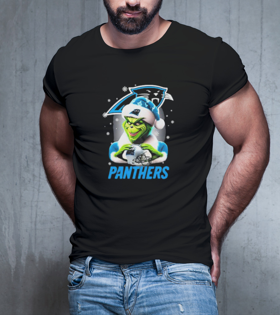 Santa Grinch Carolina Panthers Merry Christmas T-Shirt