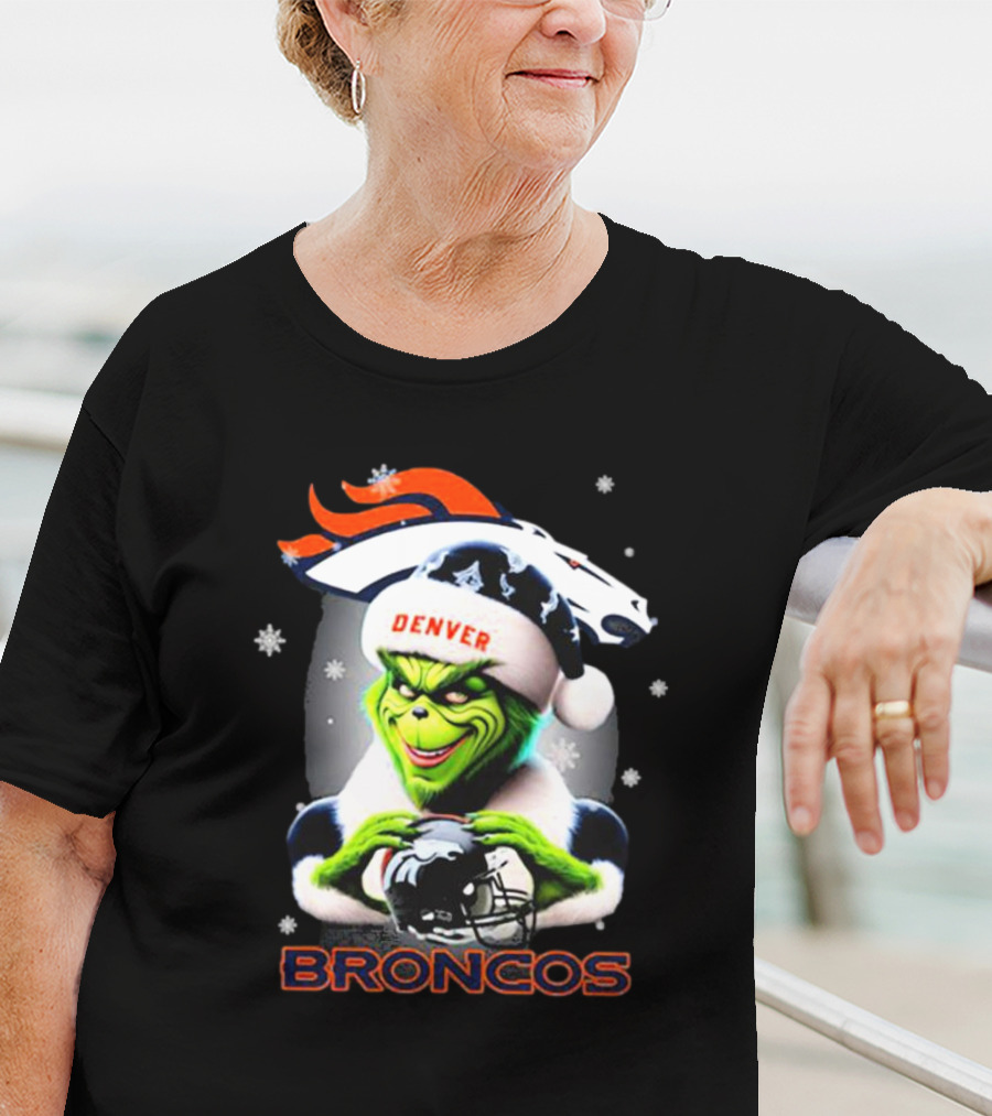 Santa Grinch Merry Christmas Denver Broncos Love T-Shirt