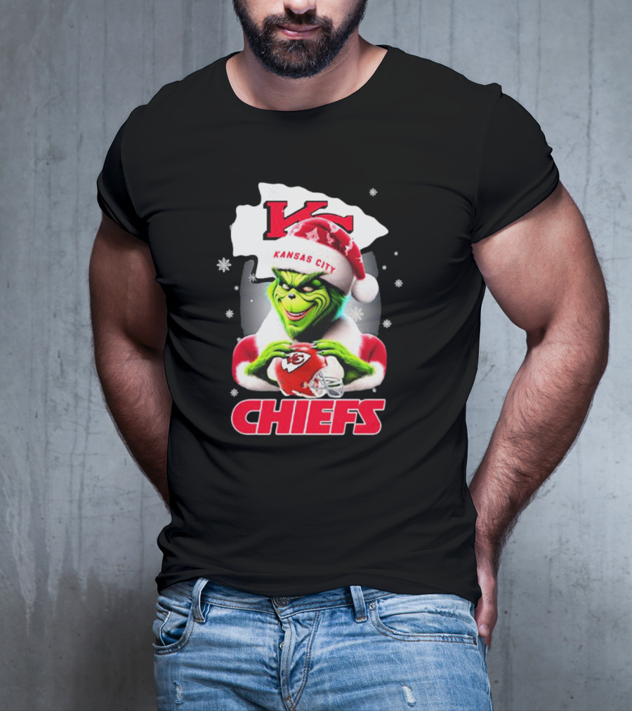Kansas City Chiefs Grinch Santa Christmas T-Shirt