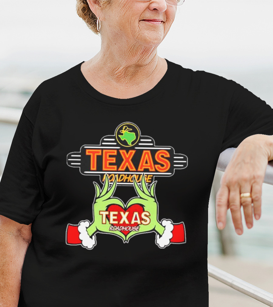 Texas Roadhouse Grinch Hand Love Christmas T-Shirt