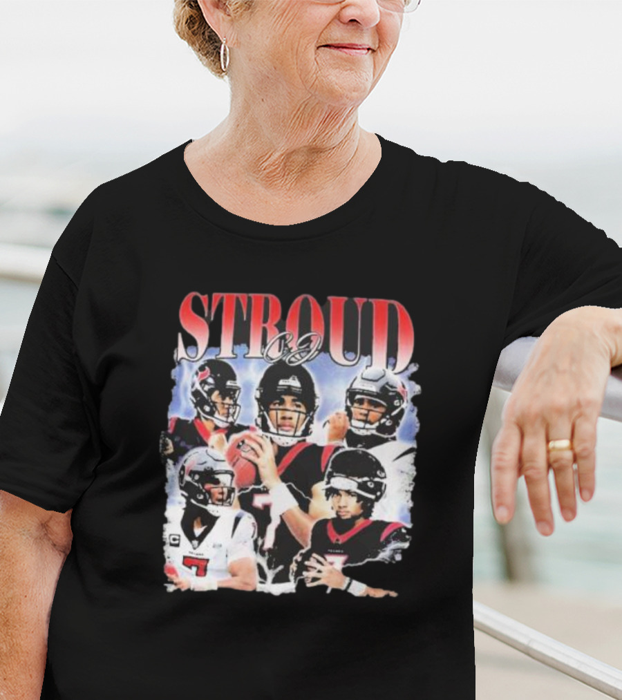 Stroud CJ Football 90s Style Houston NFL Quarterback Vintage Images T-Shirt