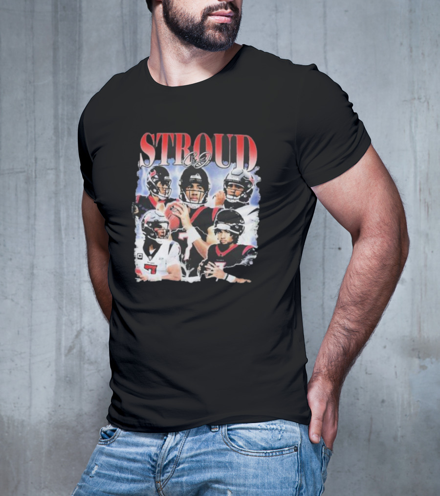 Stroud CJ Football 90s Style Houston NFL Quarterback Vintage Images T-Shirt