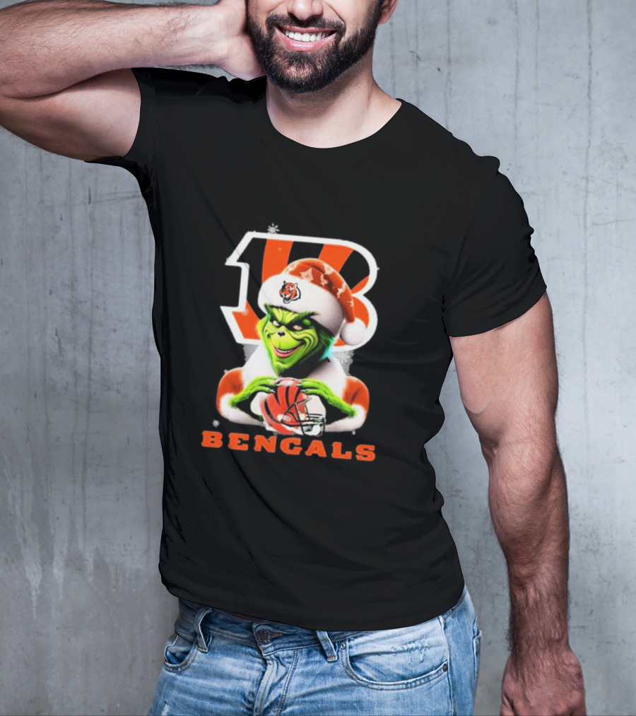 Santa Grinch Cincinnati Bengals Christmas Football T-Shirt