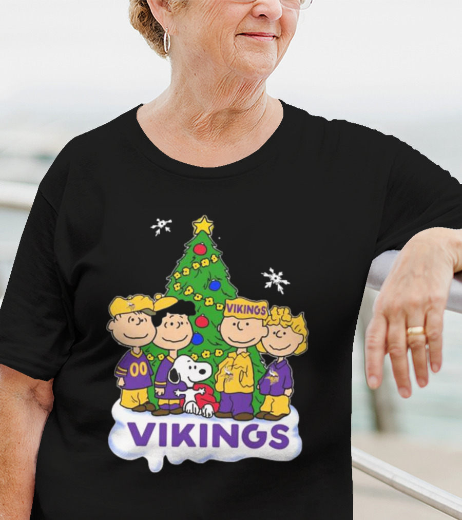 Peanuts Characters Vikings Christmas Tree Minnesota Vikings Holiday T-Shirt