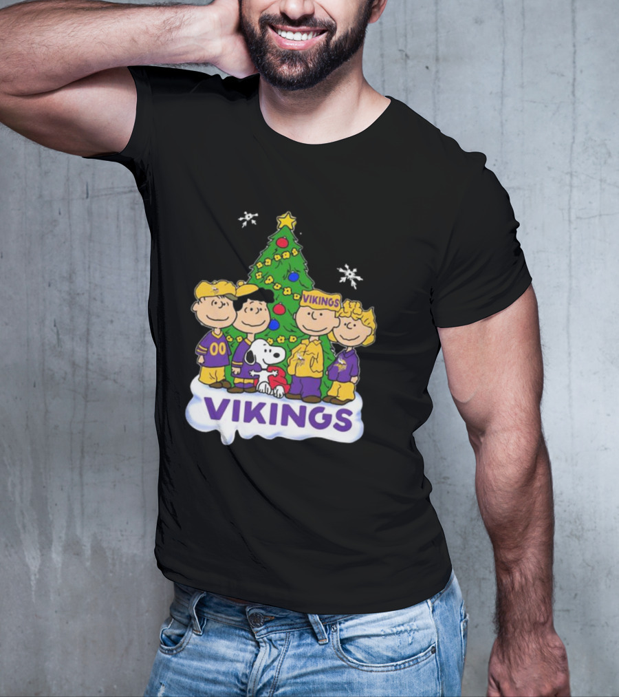 Peanuts Characters Vikings Christmas Tree Minnesota Vikings Holiday T-Shirt
