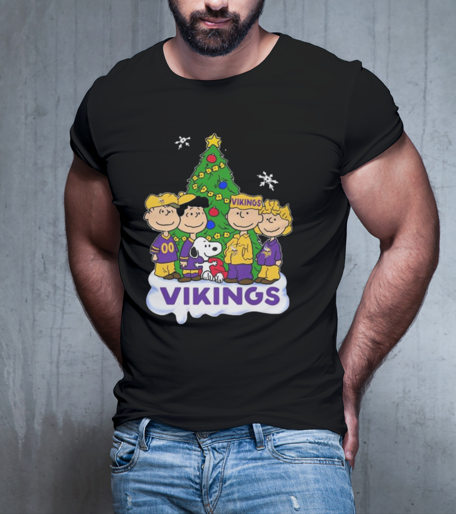 Peanuts Characters Vikings Christmas Tree Minnesota Vikings Holiday T-Shirt