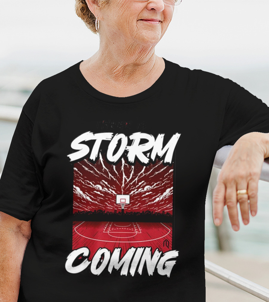Athletelogos There Is A Storm Coming Basketball Court Thunderous Sky T-Shirt