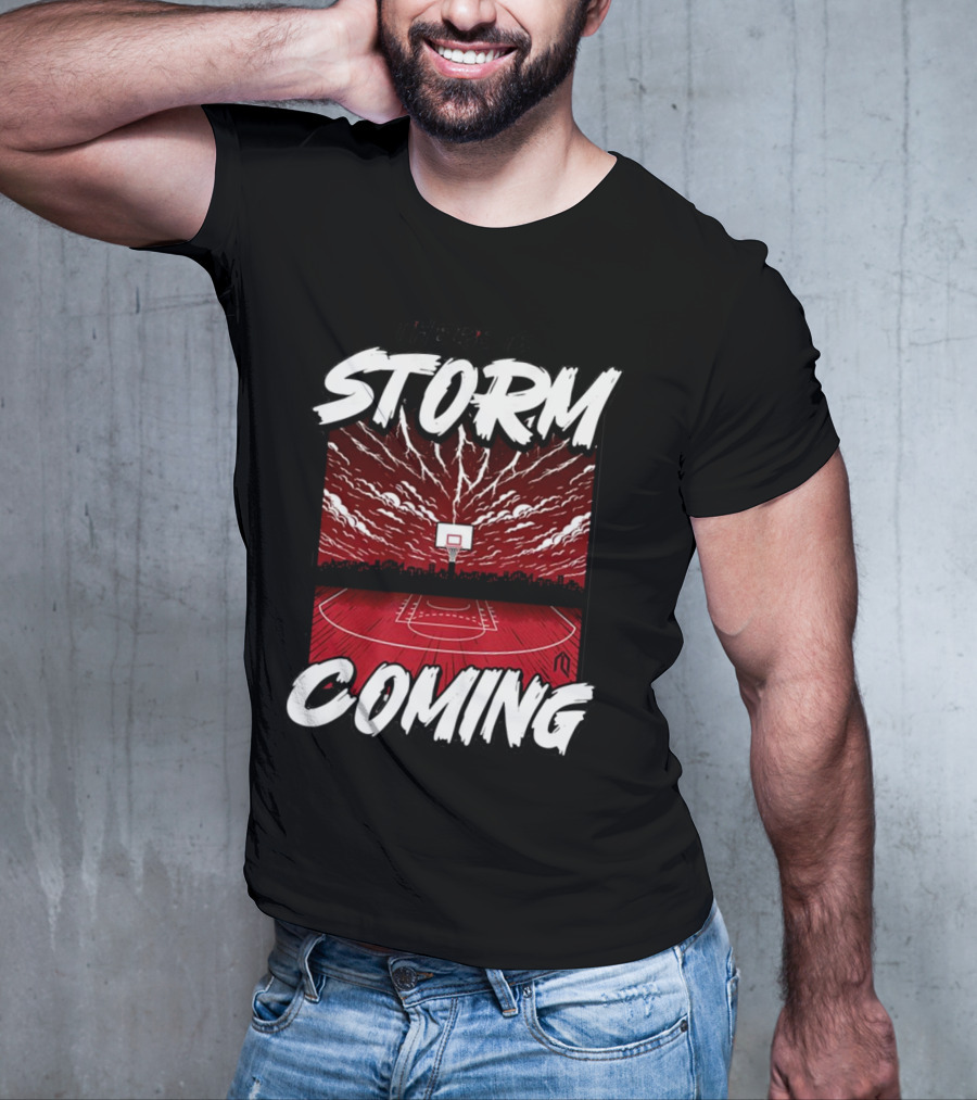 Athletelogos There Is A Storm Coming Basketball Court Thunderous Sky T-Shirt