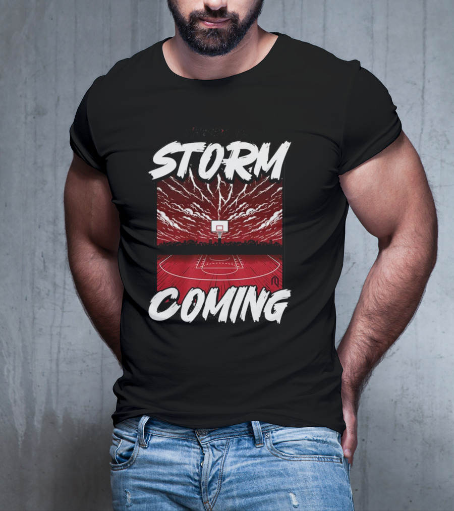 Athletelogos There Is A Storm Coming Basketball Court Thunderous Sky T-Shirt