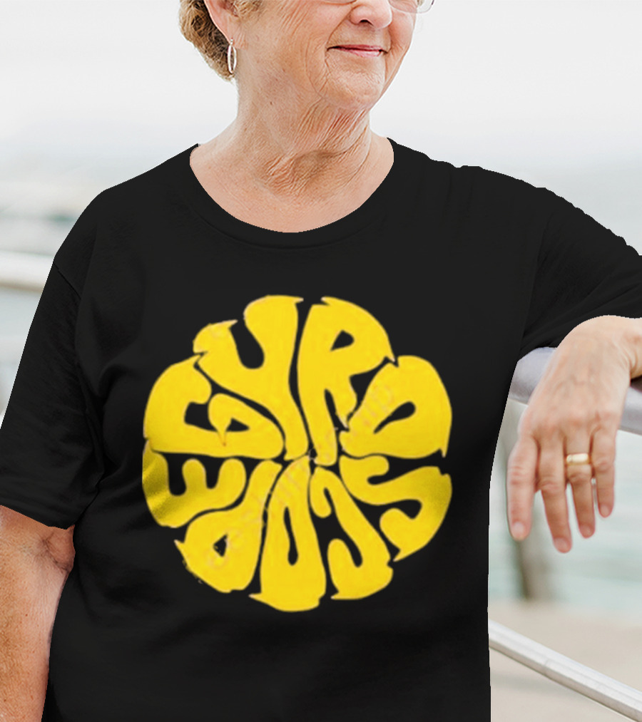 Gyroscope Liquid Logo Yellow Circular Text T-Shirt