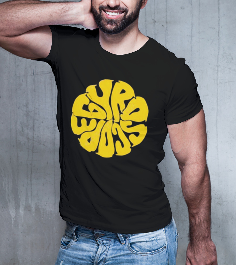 Gyroscope Liquid Logo Yellow Circular Text T-Shirt