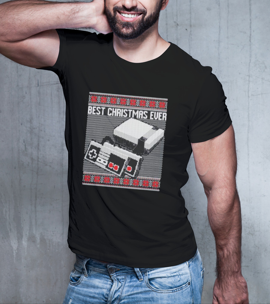 Best Christmas Ever Ugly Sweater NES Controller Retro Console T-Shirt