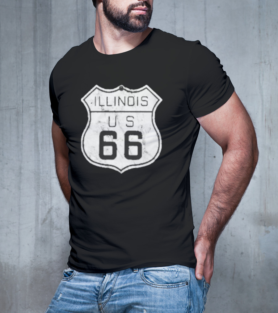 Illinois Route 66 US Vintage Shield Retro Look T-Shirt