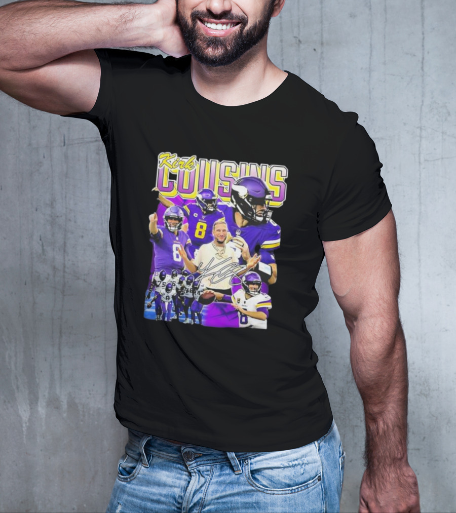 Kirk Cousins Minnesota Vikings Quarterback Number 8 Football Collage T-Shirt