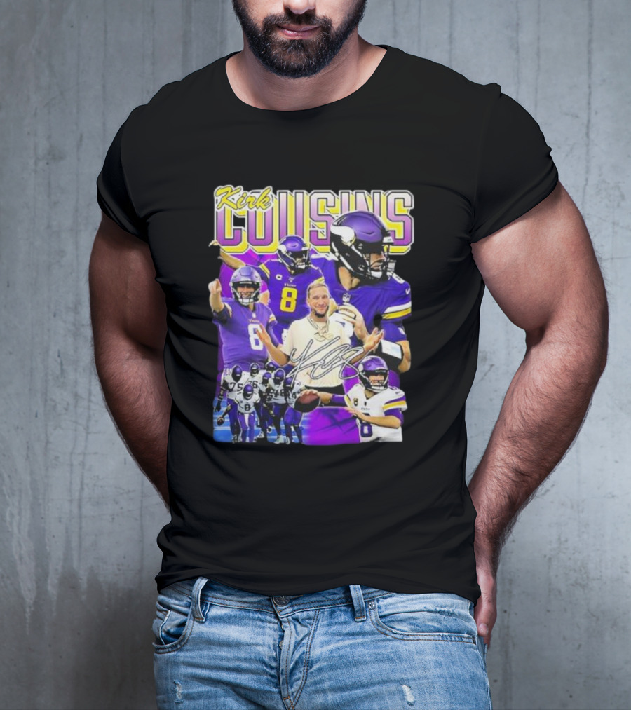 Kirk Cousins Minnesota Vikings Quarterback Number 8 Football Collage T-Shirt