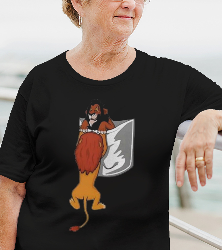 Lion Scar And Mufasa Hanging Pocket T-Shirt