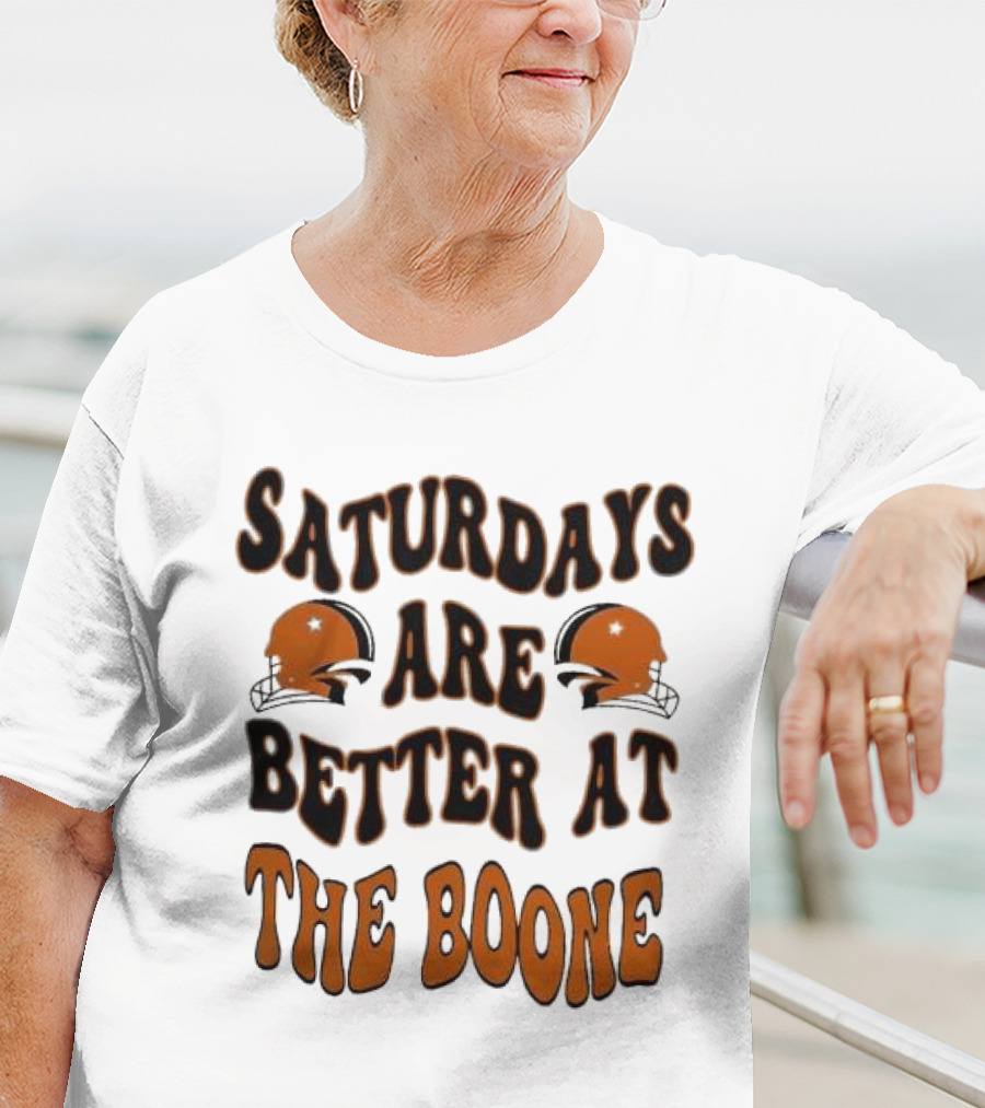 Oklahoma State Cowboys Saturdays Are Better At The Boone With Football Helmets T-Shirt