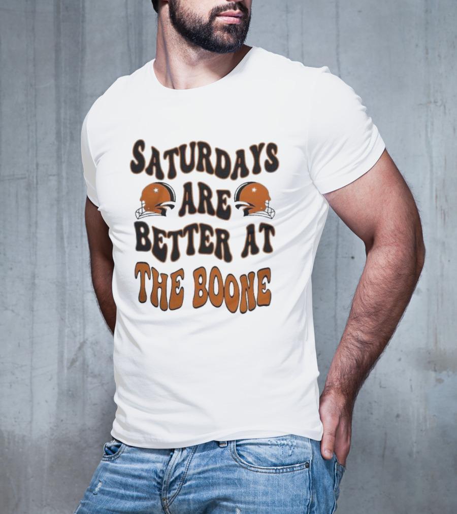 Oklahoma State Cowboys Saturdays Are Better At The Boone With Football Helmets T-Shirt
