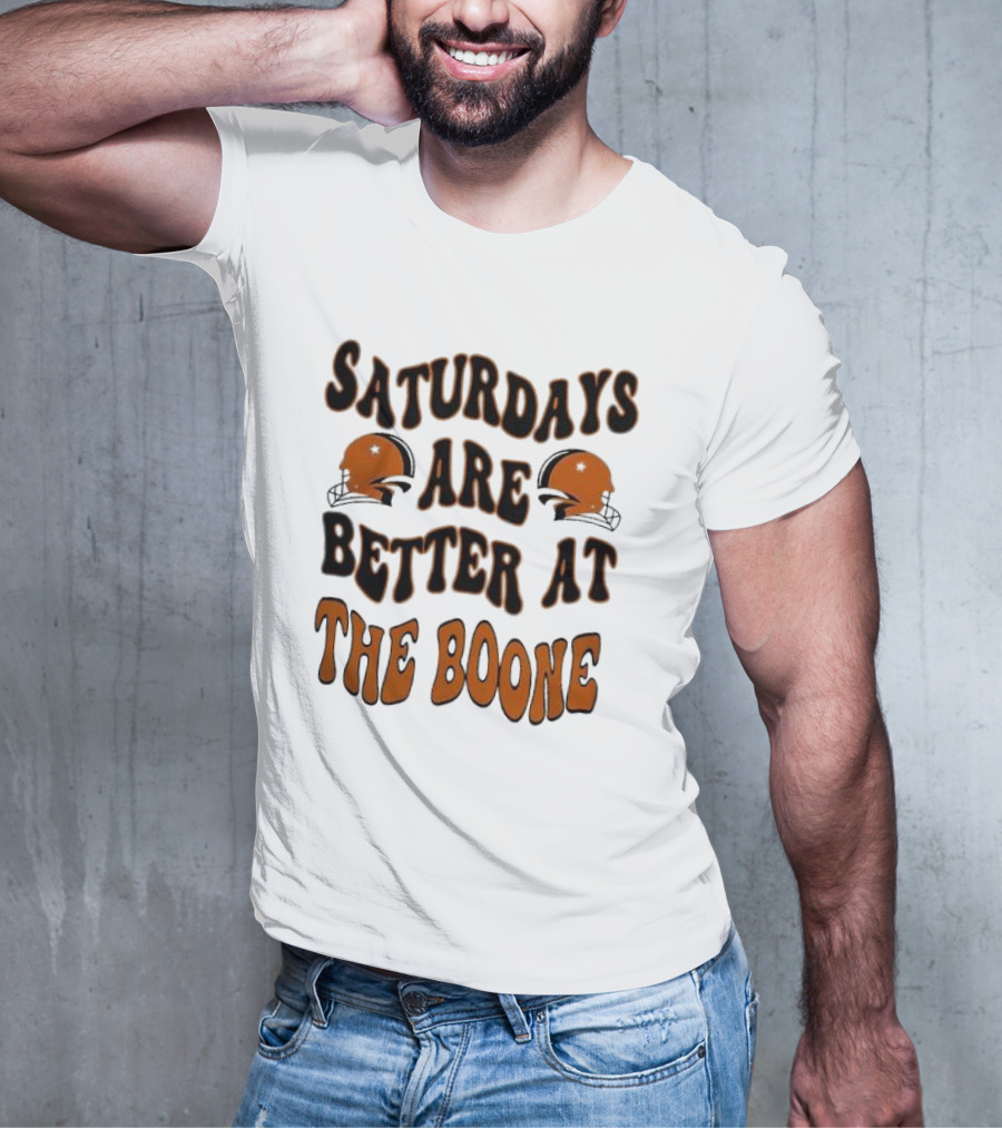 Oklahoma State Cowboys Saturdays Are Better At The Boone With Football Helmets T-Shirt