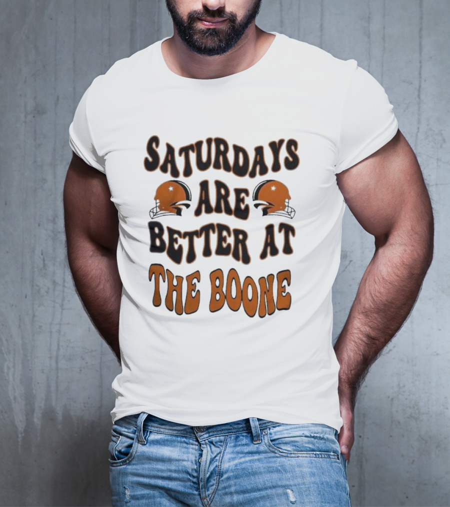 Oklahoma State Cowboys Saturdays Are Better At The Boone With Football Helmets T-Shirt